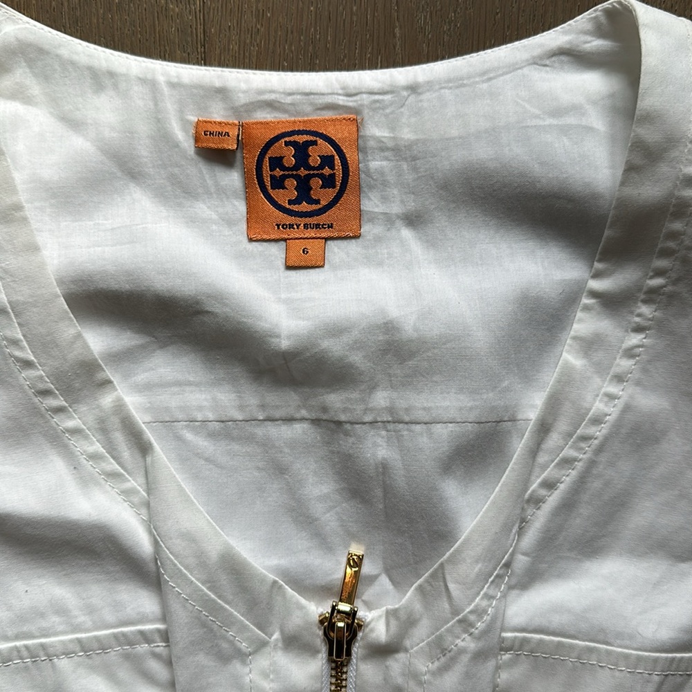 Tory Burch White Sleeveless Belted Dress - Picture 2 of 7